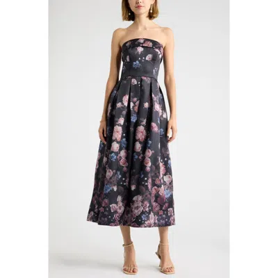 Chelsea28 Floral Print Strapless Maxi Dress In Black Multi Emma Floral