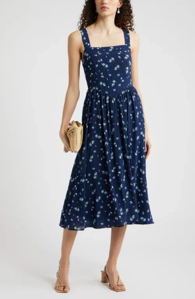 Chelsea28 Floral Sleeveless Fit & Flare Sundress In Blue