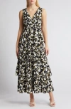 Chelsea28 Floral Tiered Maxi Dress In Black- Ivory Shadowed Tropic