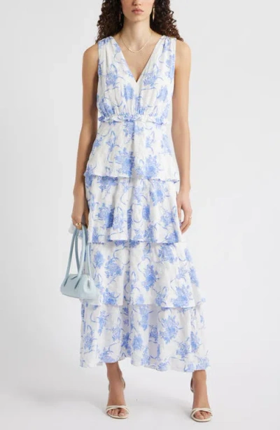 Chelsea28 Floral Tiered Maxi Dress In Blue