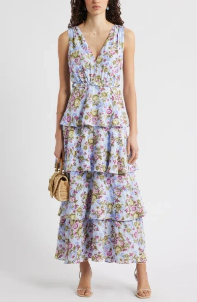 Chelsea28 Floral Tiered Maxi Dress In Blue