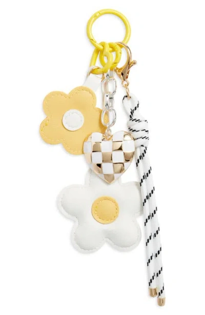 Chelsea28 Flower Heart Bag Charm In White Multi- Gold