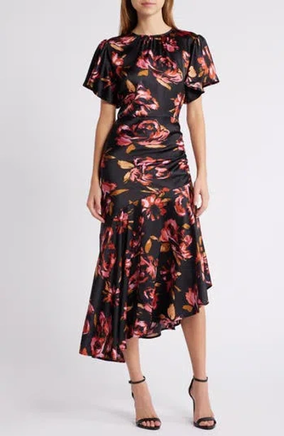 Chelsea28 Flutter Sleeve Asymmetric Hem Dress In Multi