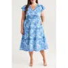 Chelsea28 Flutter Sleeve Clip Dot Tiered Midi Dress