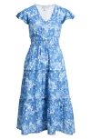 Chelsea28 Flutter Sleeve Tiered Cotton Midi Sundress