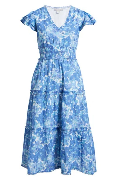 Chelsea28 Flutter Sleeve Tiered Cotton Midi Sundress
