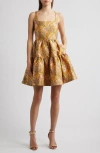 Chelsea28 Garden Brocade Fit & Flare Minidress In Beige Multi Floral