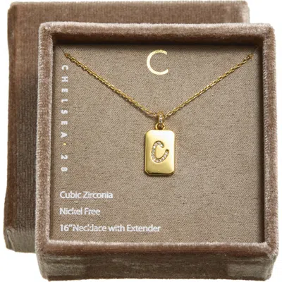 Chelsea28 Gift Boxed Pavé Initial Tag Necklace In Gold