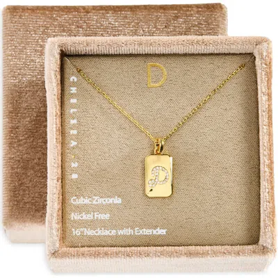 Chelsea28 Gift Boxed Pavé Initial Tag Necklace In Gold