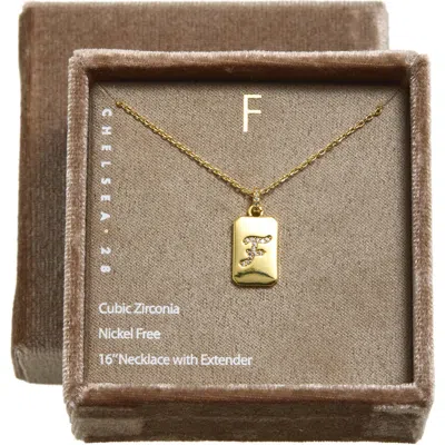 Chelsea28 Gift Boxed Pavé Initial Tag Necklace In Gold