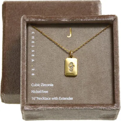 Chelsea28 Gift Boxed Pavé Initial Tag Necklace In Gold