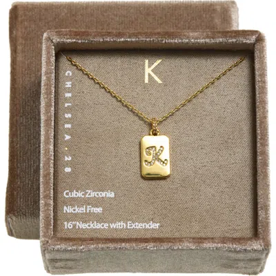 Chelsea28 Gift Boxed Pavé Initial Tag Necklace In Gold