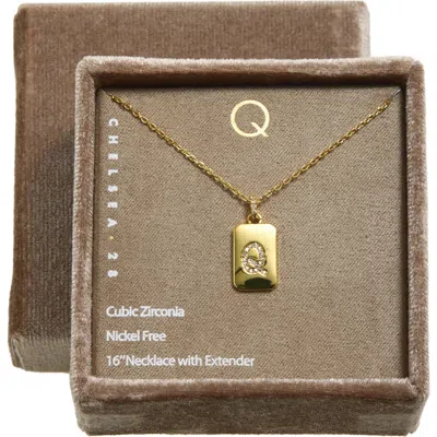 Chelsea28 Gift Boxed Pavé Initial Tag Necklace In Gold