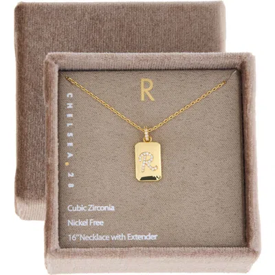 Chelsea28 Gift Boxed Pavé Initial Tag Necklace In Gold