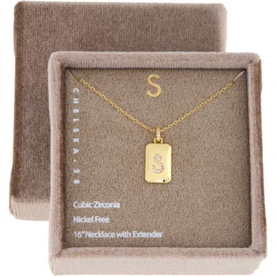 Chelsea28 Gift Boxed Pavé Initial Tag Necklace In Gold