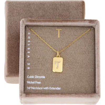 Chelsea28 Gift Boxed Pavé Initial Tag Necklace In Gold