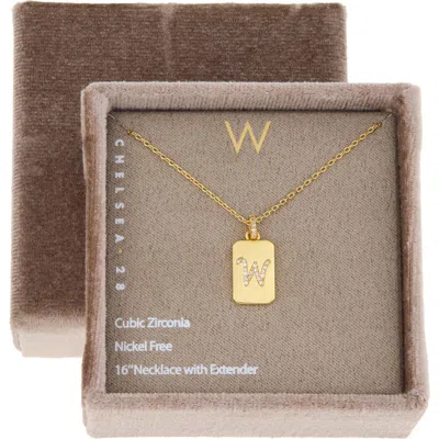 Chelsea28 Gift Boxed Pavé Initial Tag Necklace In Gold