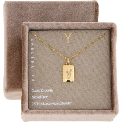 Chelsea28 Gift Boxed Pavé Initial Tag Necklace In Gold