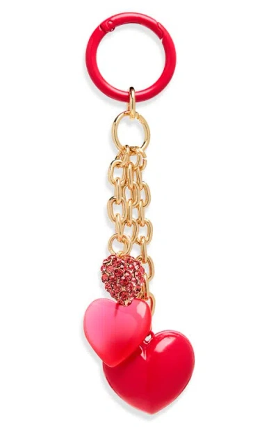 Chelsea28 Heart Bag Charm In Red Multi- Gold