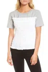 Chelsea28 Heather Short Sleeve Ruched Top In White, Gray In Multi