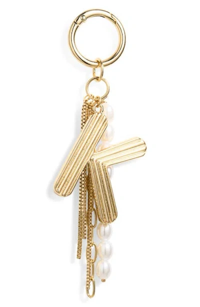 Chelsea28 Initial Faux Pearl Bag Charm In Orange