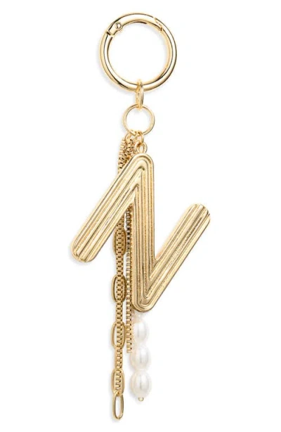 Chelsea28 Initial Faux Pearl Bag Charm In Neutral