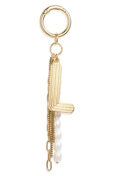 Chelsea28 Initial Faux Pearl Bag Charm In Pink