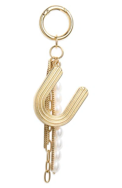Chelsea28 Initial Faux Pearl Bag Charm In Gold