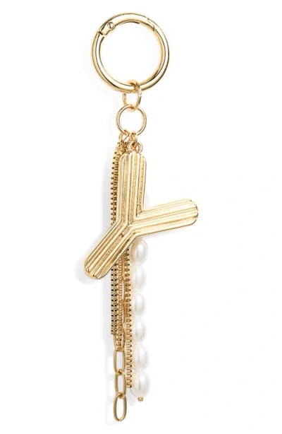 Chelsea28 Initial Faux Pearl Bag Charm In Gold