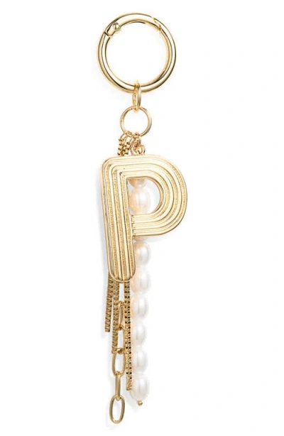 Chelsea28 Initial Faux Pearl Bag Charm In Gold