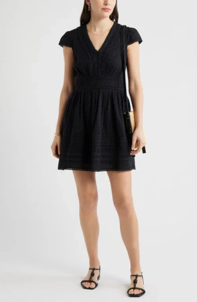 Chelsea28 Lace Detail Clip Dot Minidress In Black