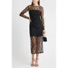 Chelsea28 Lace Illusion Midi Dress In Black