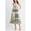 Chelsea28 Lace Inset Patchwork Midi Dress In Blue
