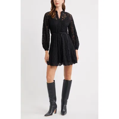 Chelsea28 Lace Long Sleeve Minidress In Black