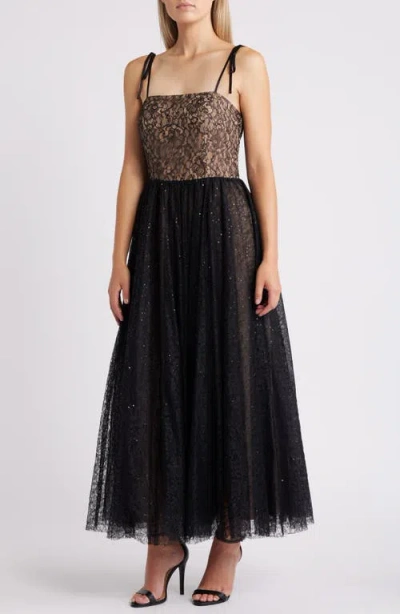 Chelsea28 Lace Sequin Tie Strap Maxi Dress In Black