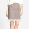 Chelsea28 Lace Trim Plaid Pencil Skirt In Cream In White