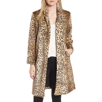 Chelsea28 Leopard Print Faux Fur Jacket In Tan Leopard Print