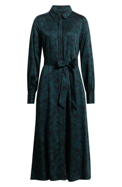 Chelsea28 Long Sleeve Belted Midi Shirtdress In Green