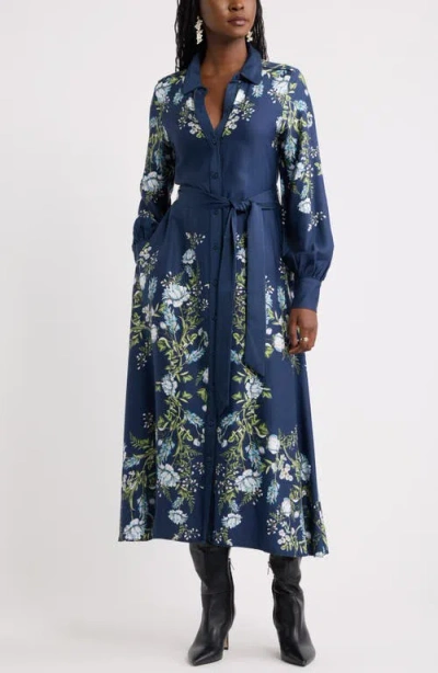 Chelsea28 Long Sleeve Belted Midi Shirtdress In Blue