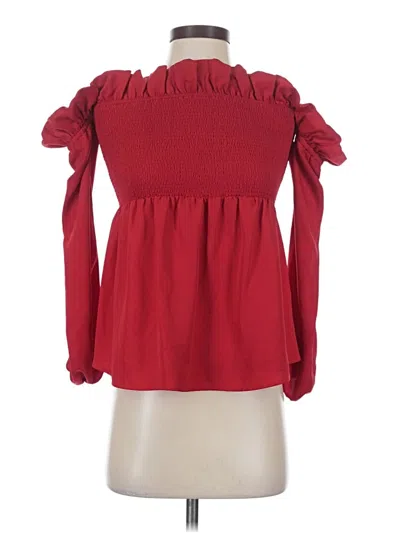 Pre-owned Chelsea28 Long Sleeve Blouse In Red