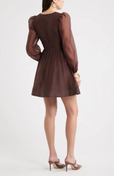 Chelsea28 Long Sleeve Minidress In Brown- Pink Aurora Placed