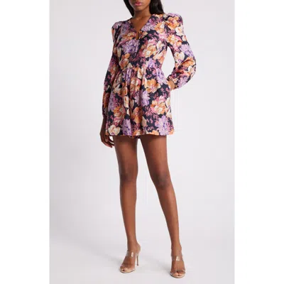 Chelsea28 Long Sleeve Romper In Navy Night Grand Blooms