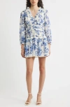 Chelsea28 Long Sleeve Ruffle Trim Minidress In Blue
