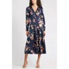 Chelsea28 Long Sleeve Satin Midi Dress In Blue