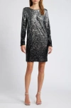 Chelsea28 Long Sleeve Sequin Cocktail Minidress In Black