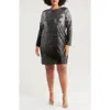 Chelsea28 Long Sleeve Sequin Cocktail Minidress In Black-silver