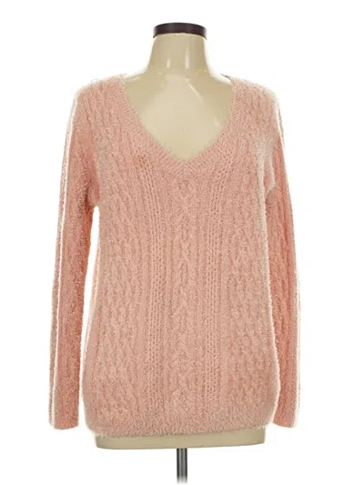 Pre-owned Chelsea28 Long Sleeve Top Pink V-neck Tops