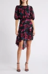 Chelsea28 Metallic Clip Dot Asymmetric Dress