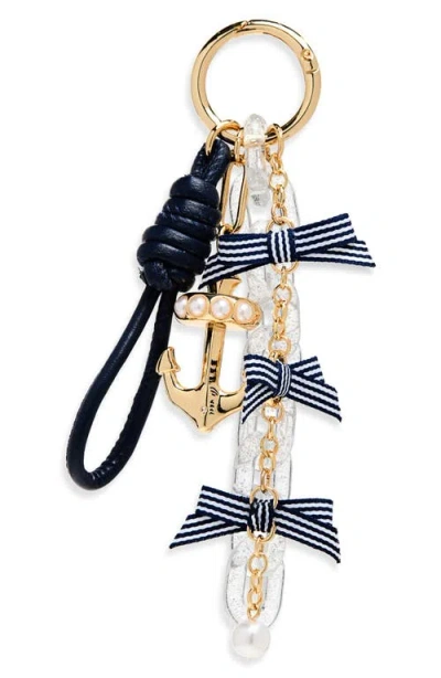 Chelsea28 Nautical Bow Bag Charm In Blue Multi- Gold