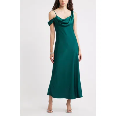 Chelsea28 Off The Shoulder Satin Maxi Dress In Green